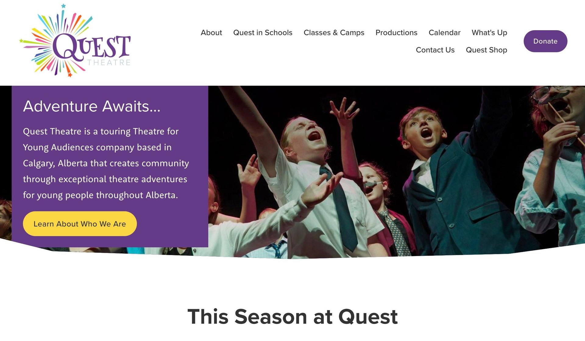 Quest Theatre-theater website examples