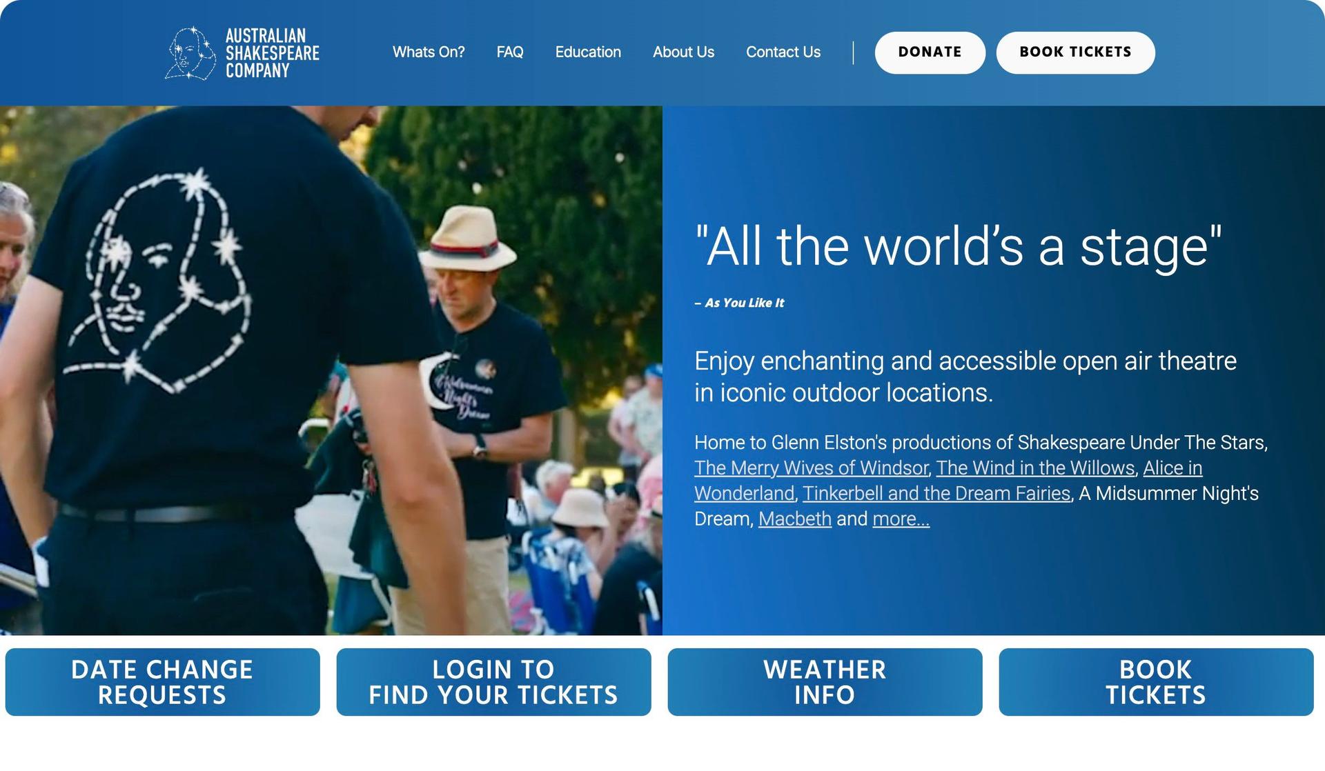 Shakespeare Australia-theater website examples