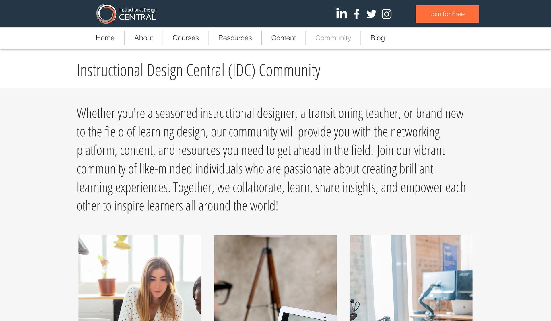 Instructional Design Central-examples of community forum website design