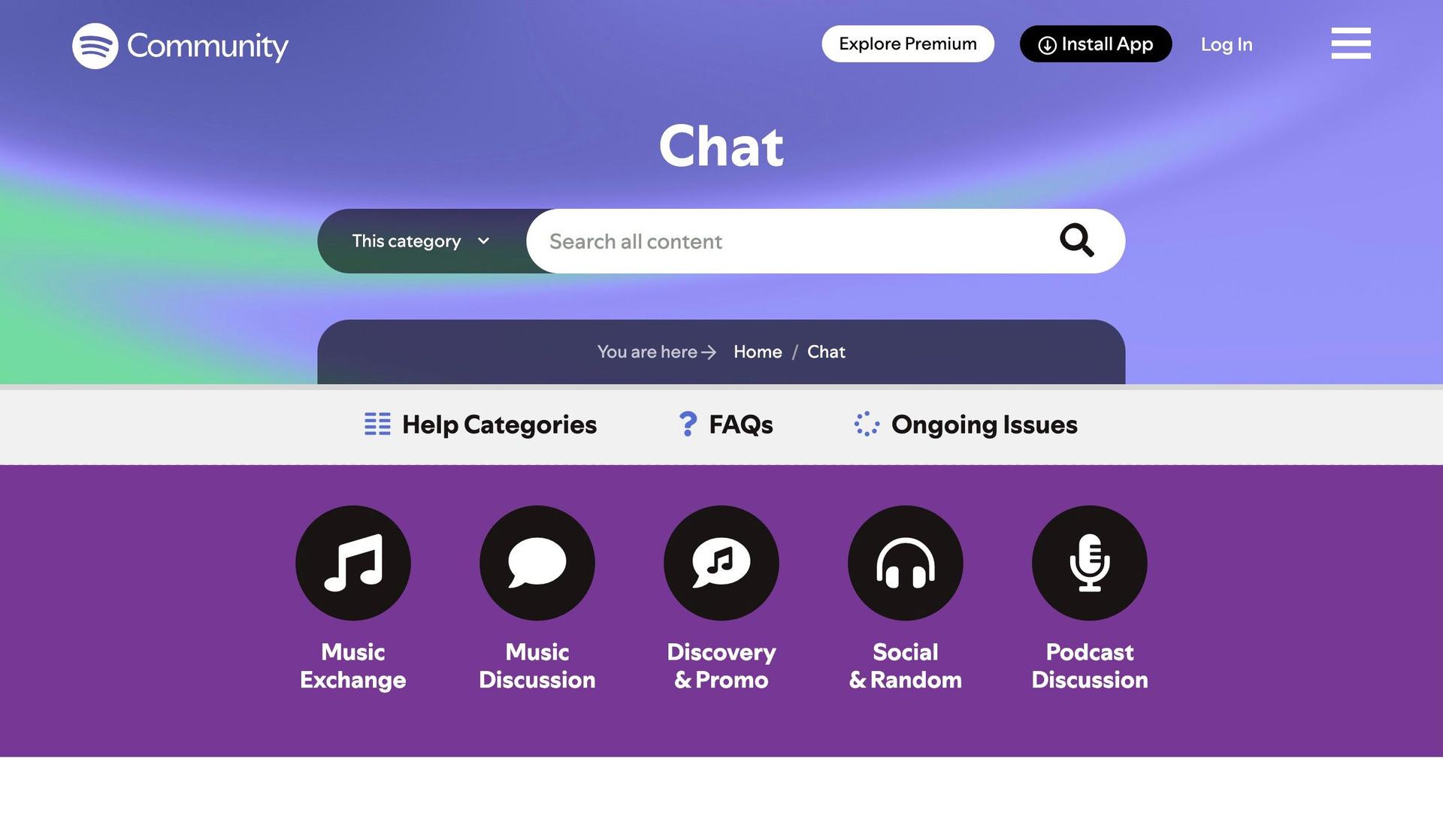 Spotify Community-examples of community forum website design