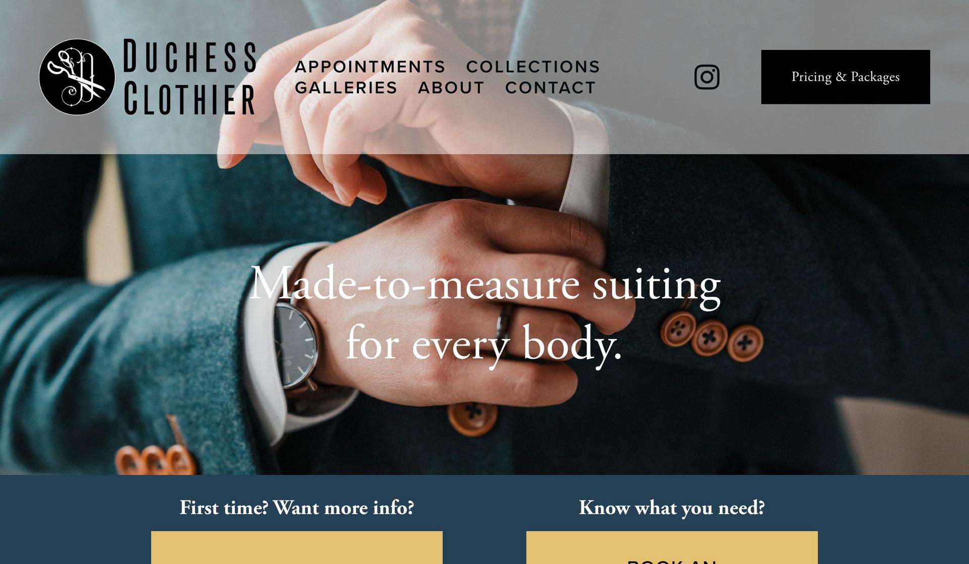 Duchess Clothier-tailor website design
