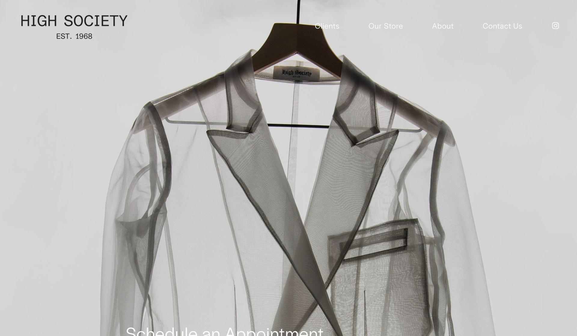 High Society-tailor website design