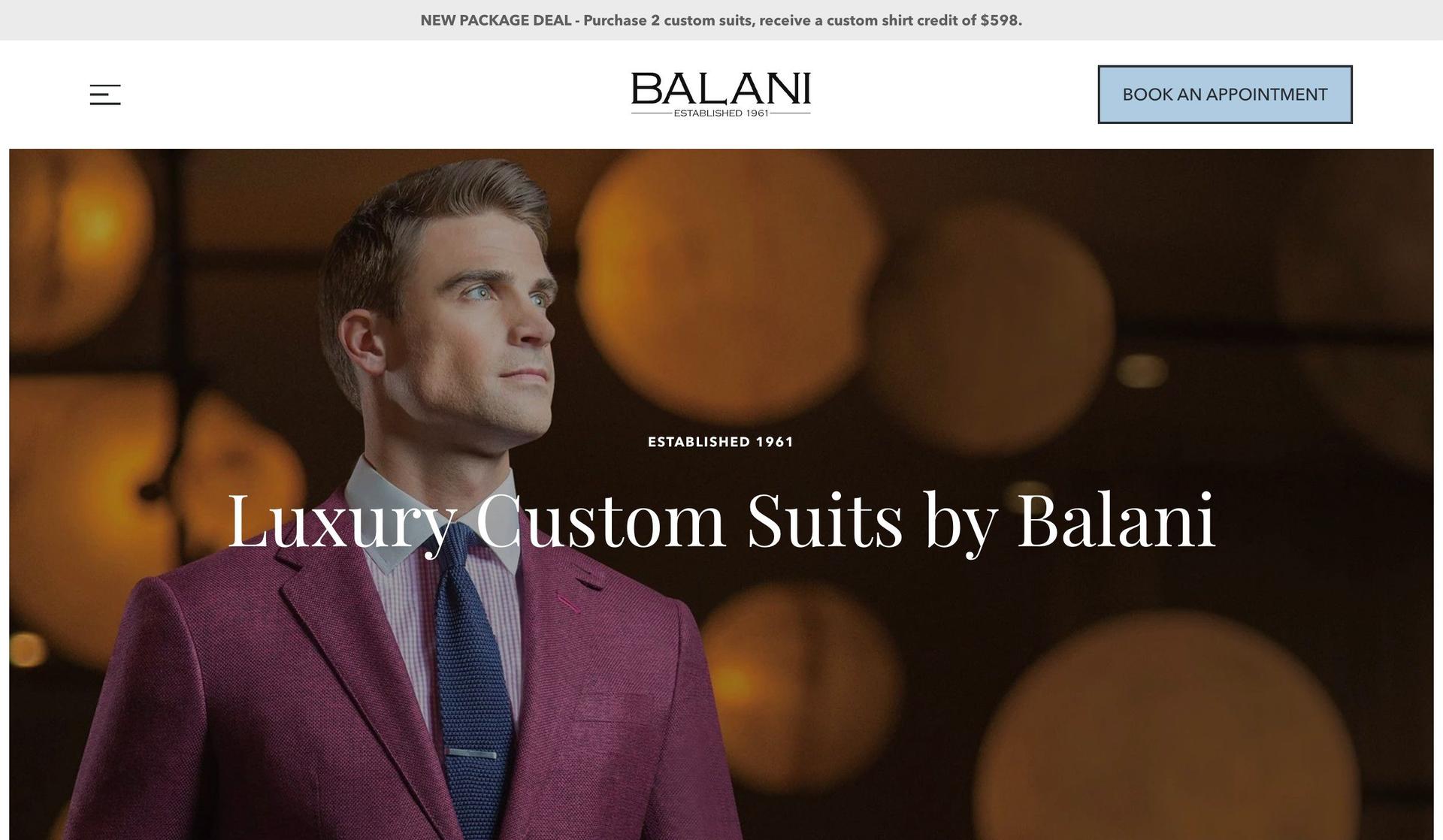 Balani Custom-tailor website design