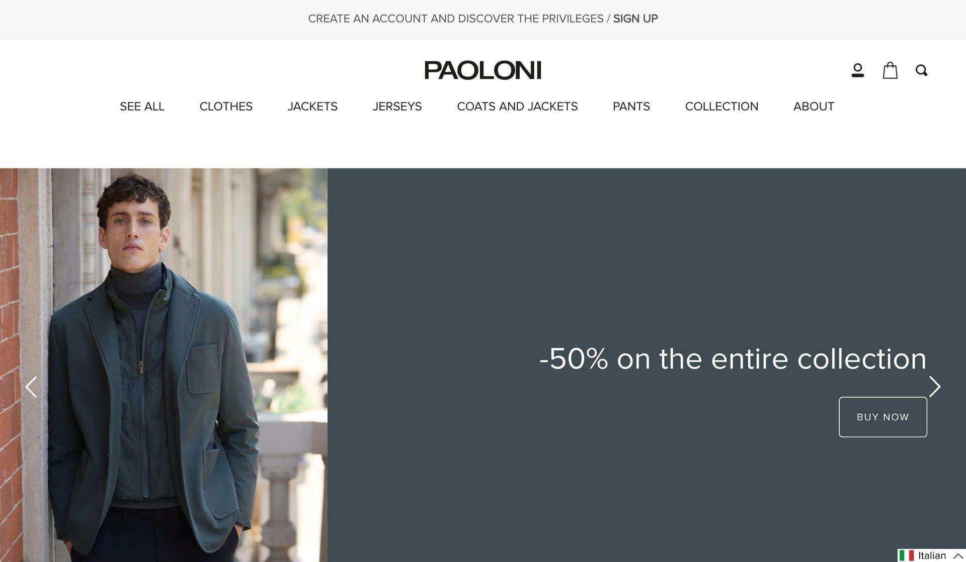 Paoloni-tailor website design