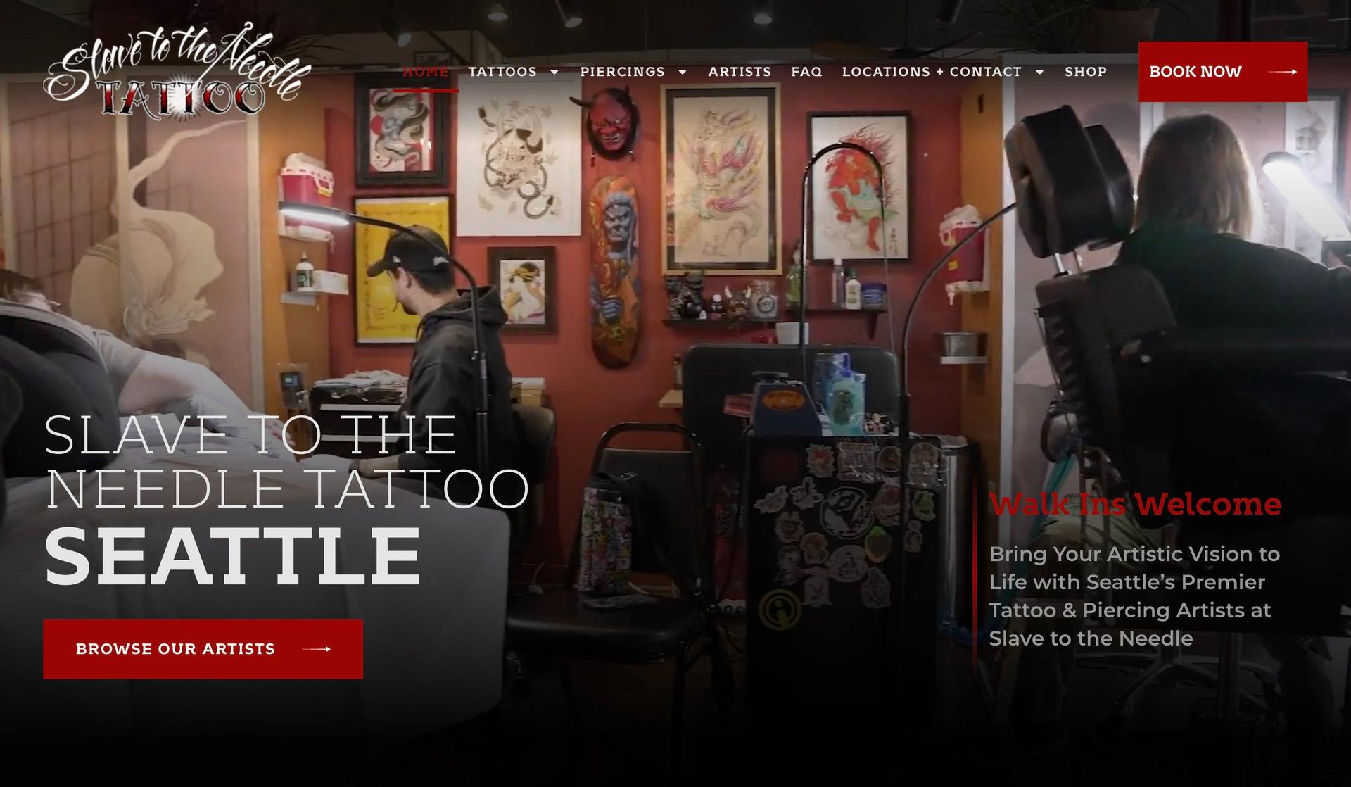 Slave to the Needle-tattoo website design