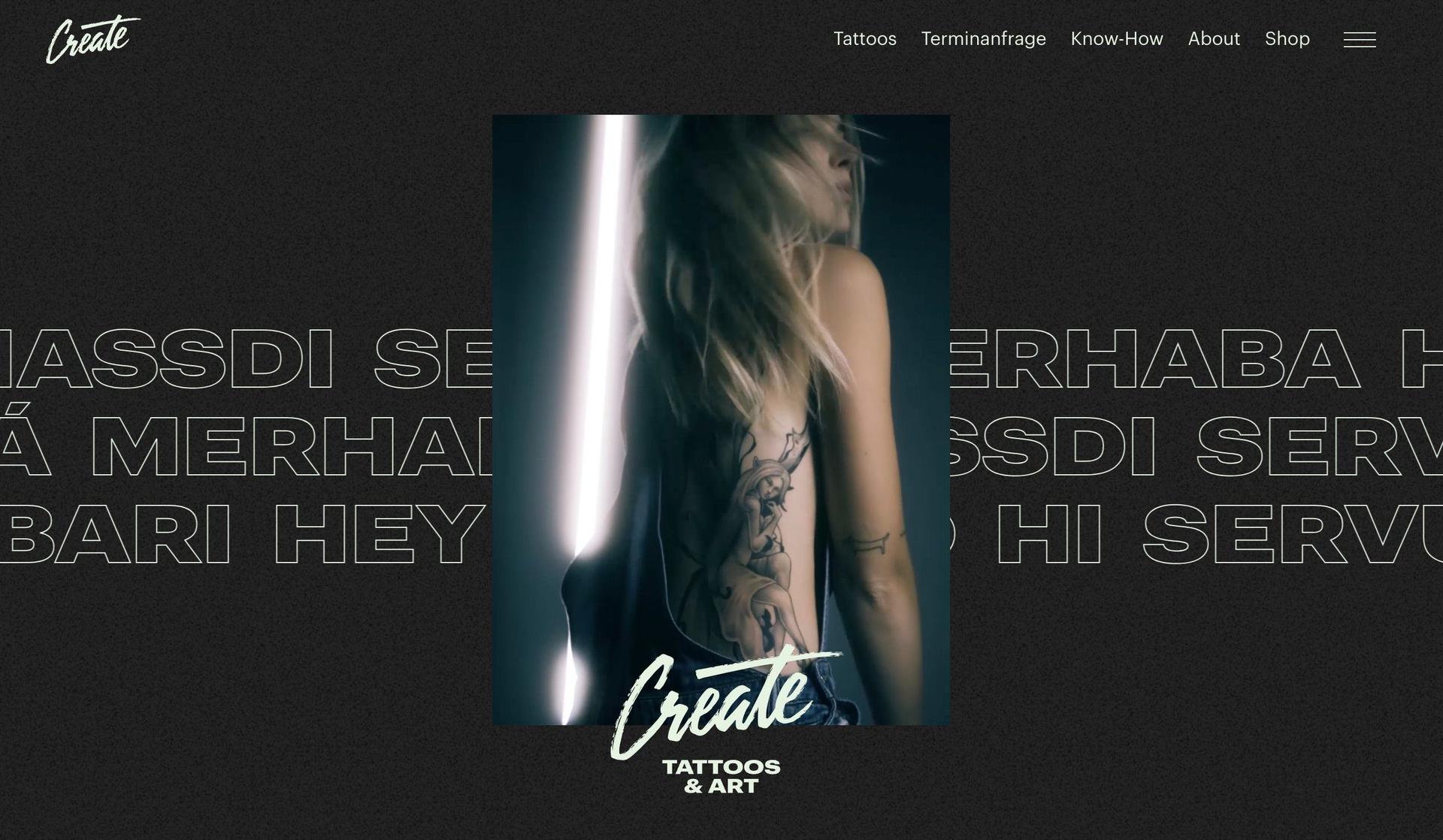 Create Tattoo-tattoo website design