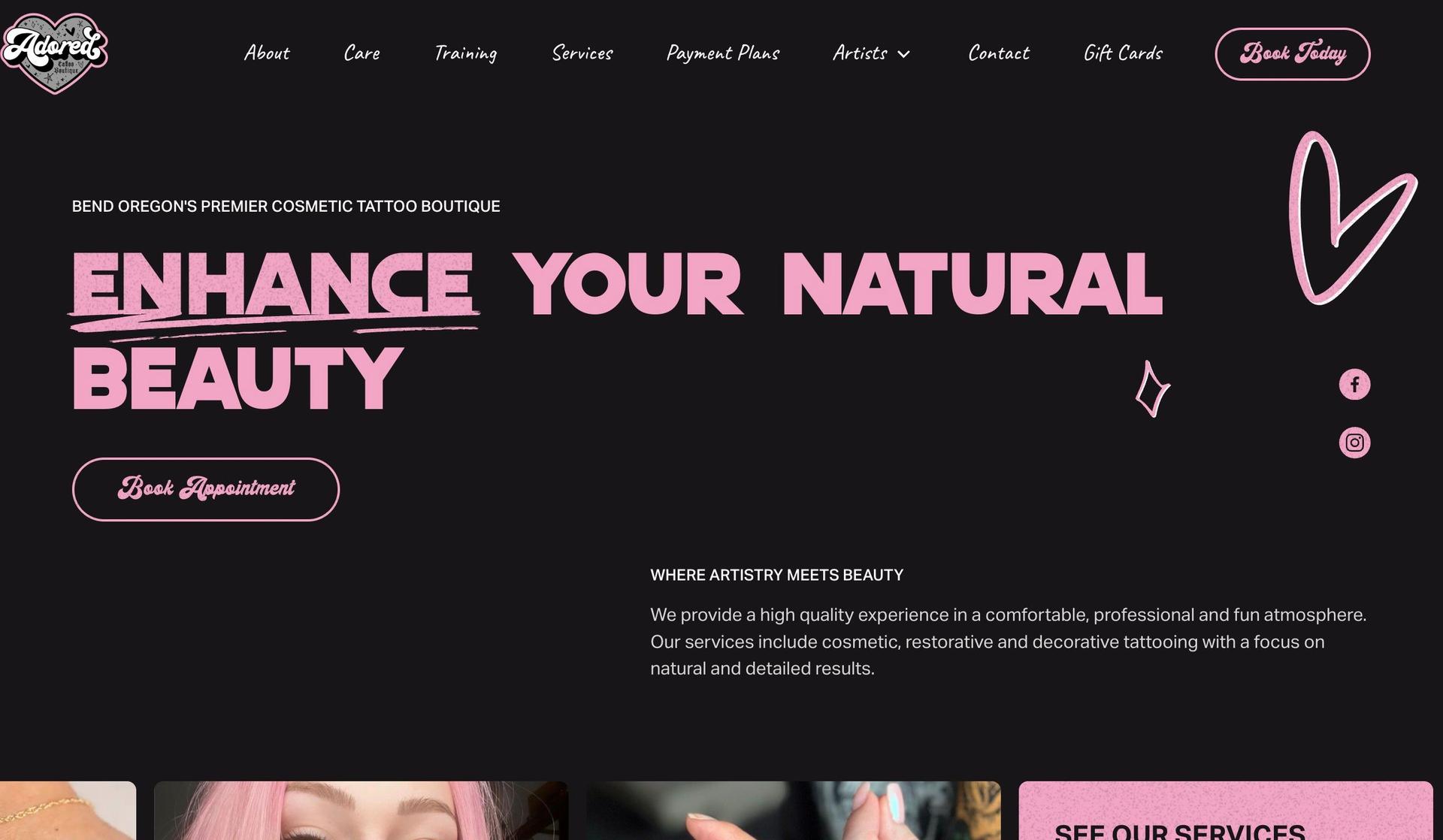 Adored Tattoo Boutique-tattoo website design