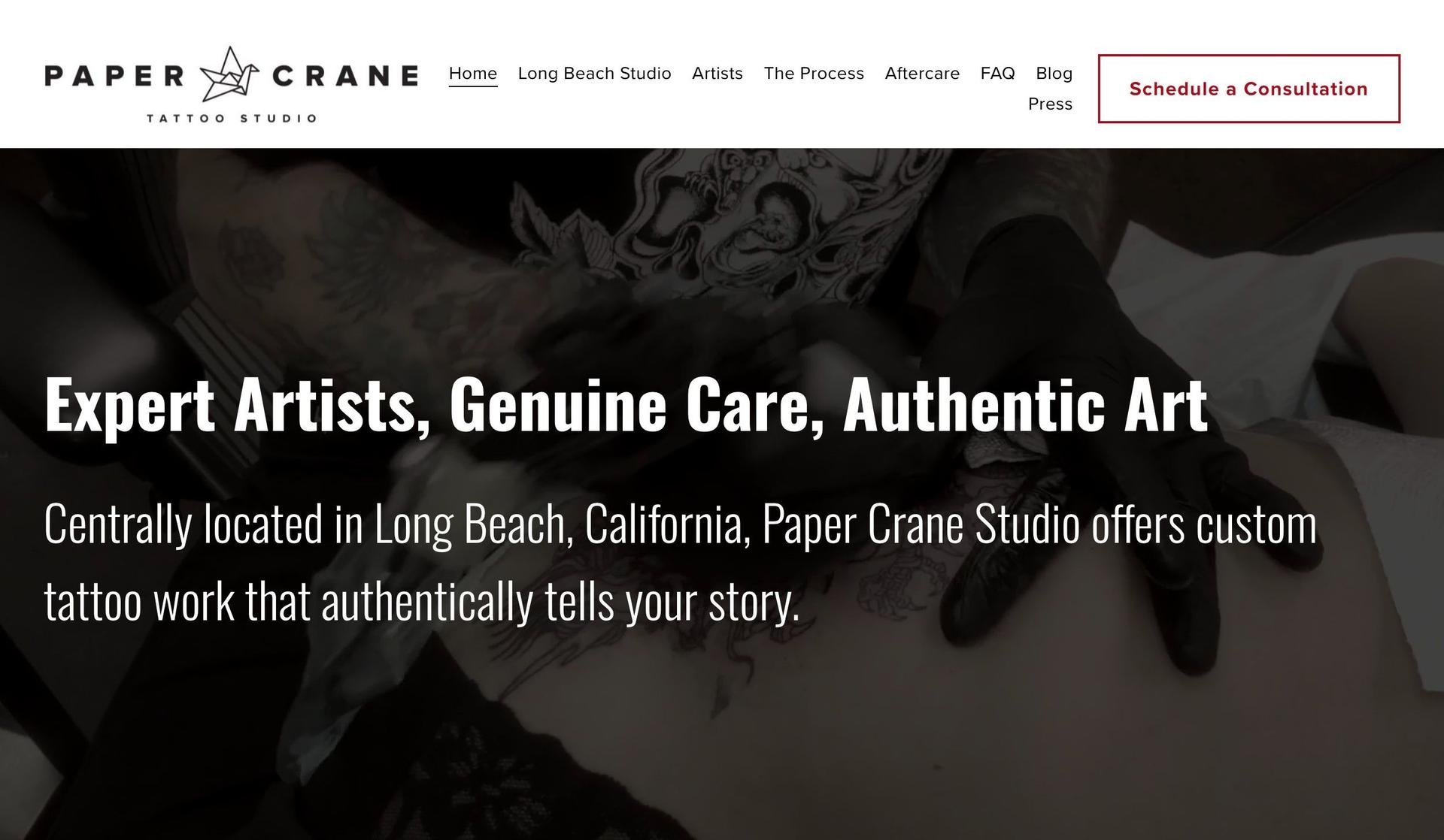 Paper Crane Tattoo-tattoo website design