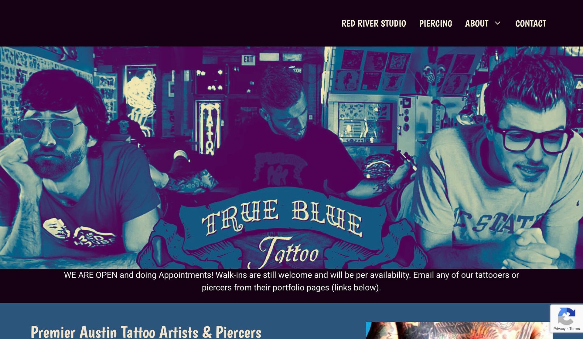 True Blue Tattoo-tattoo website design