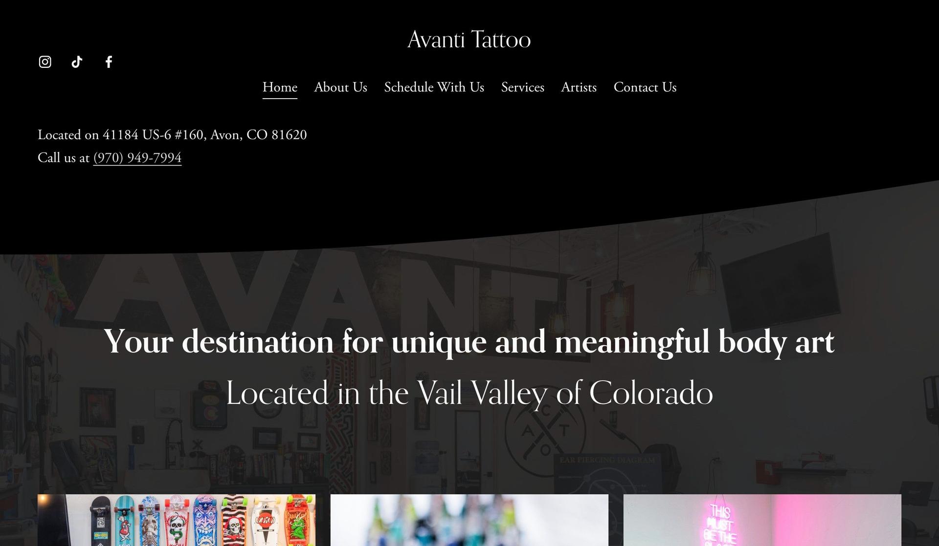 Avanti Tattoo-tattoo website design