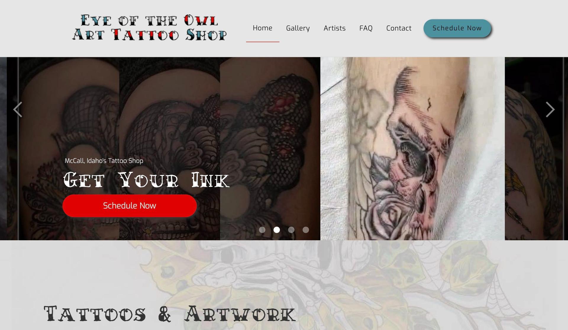 Eye of the Owl-tattoo website design