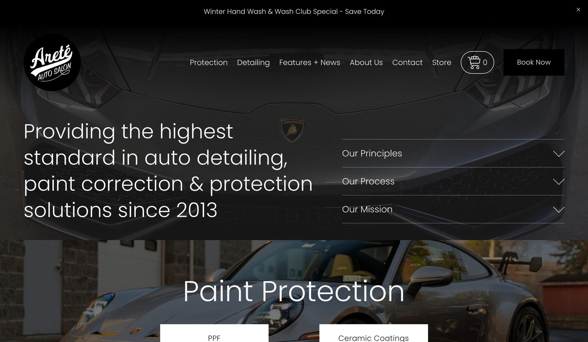 Arete Auto Salon-automotive website design
