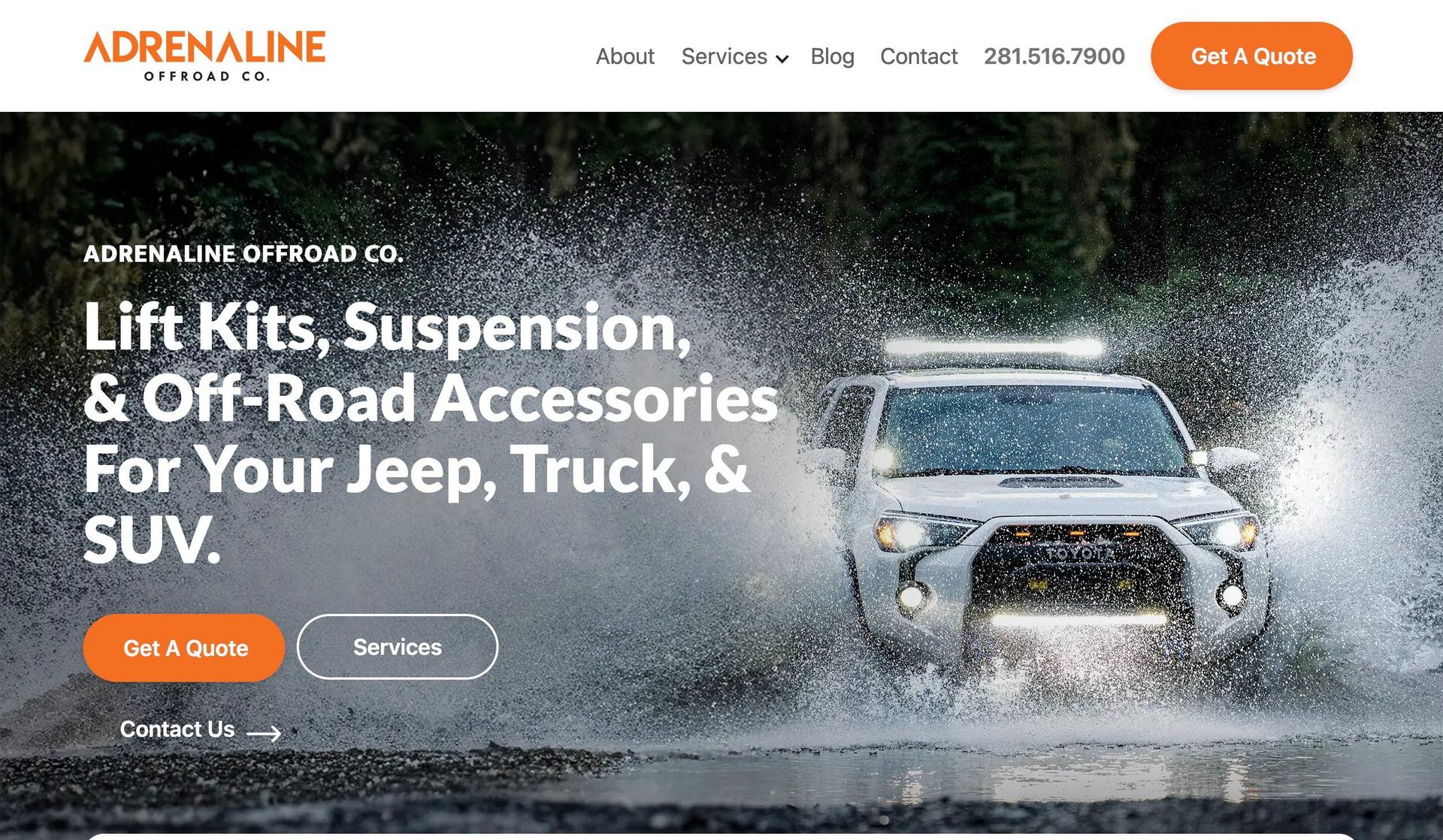 Adrenaline Offroad Co-automotive website design