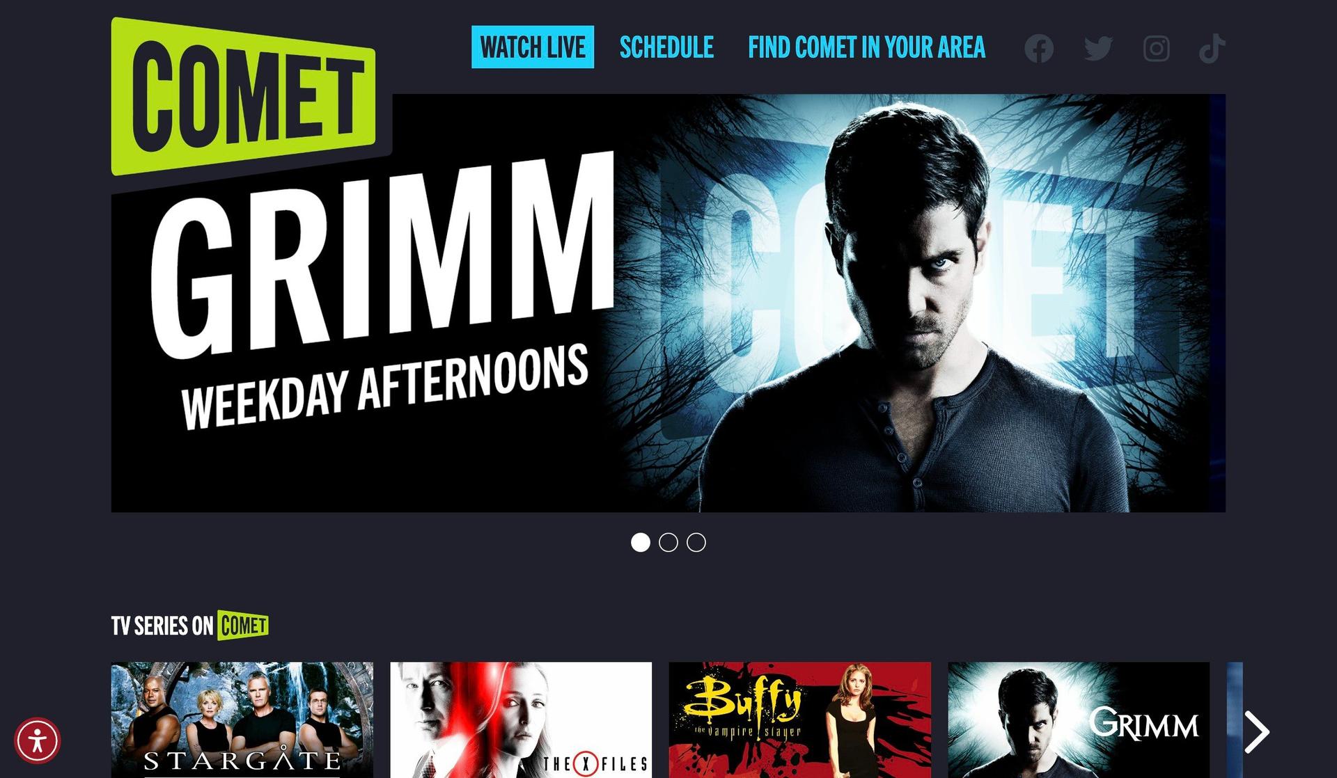 Comet TV-entertainment website examples
