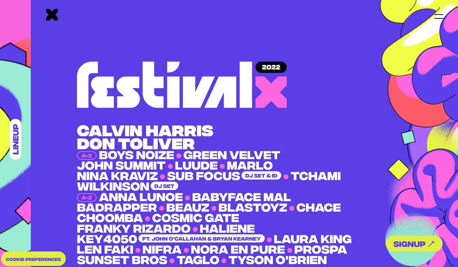 Festival X-entertainment website examples