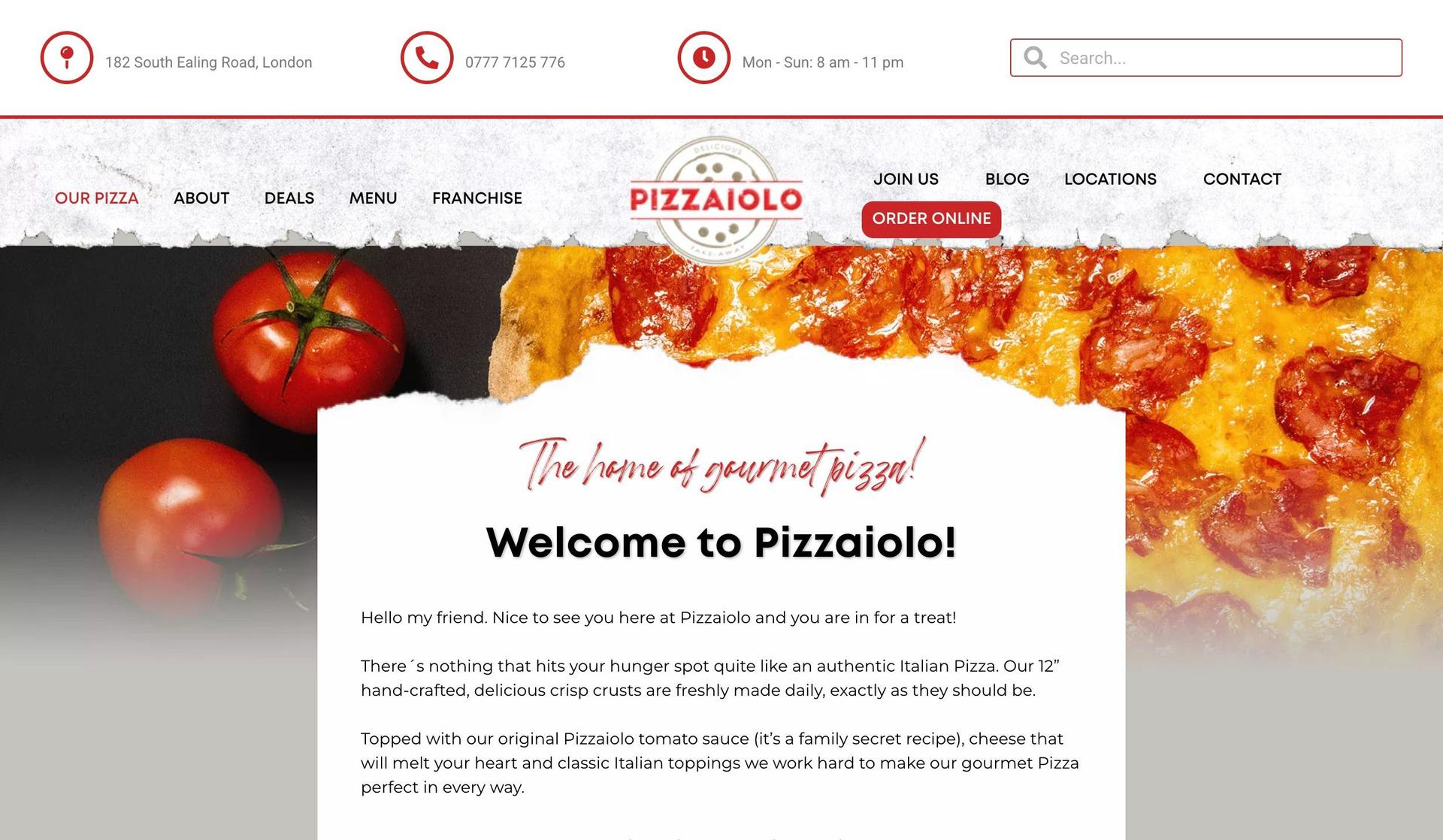 Pizzaiolo UK-pizza restaurant websites