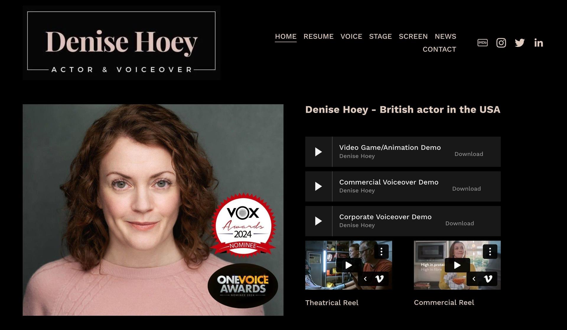 Denise Hoey-voice actor websites