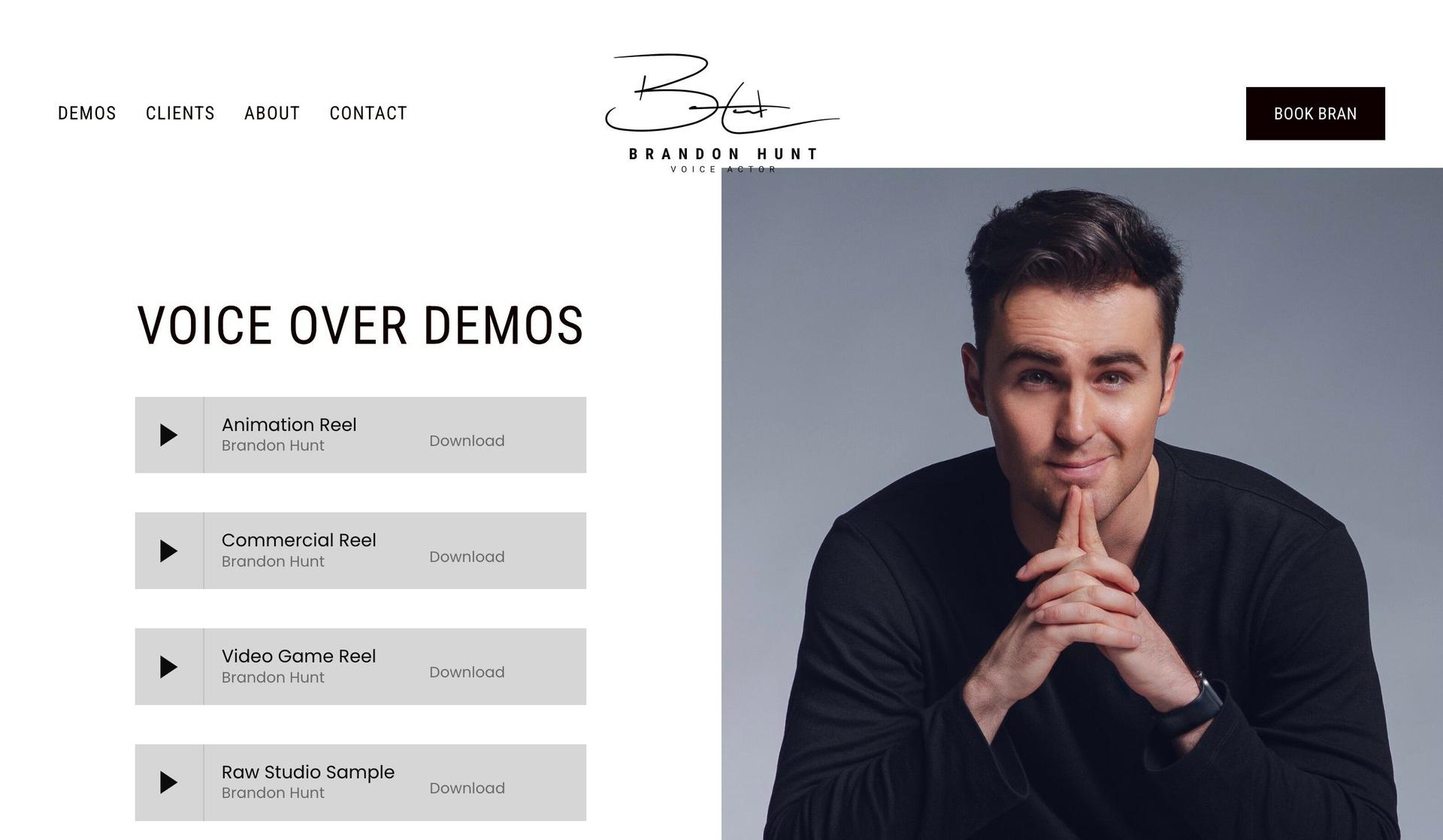 Brandon Hunt-voice actor websites