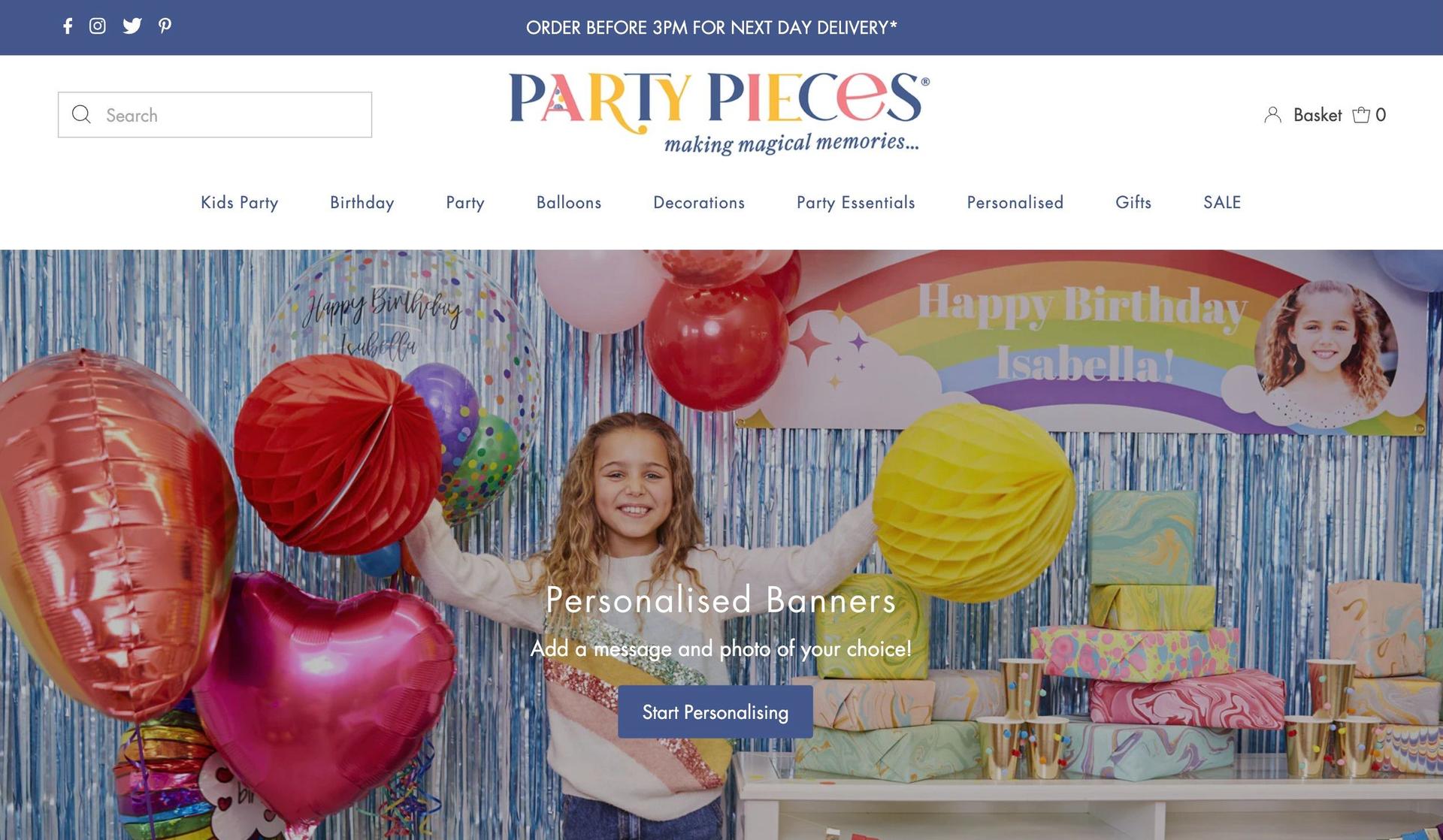 Party Pieces-party planner websites