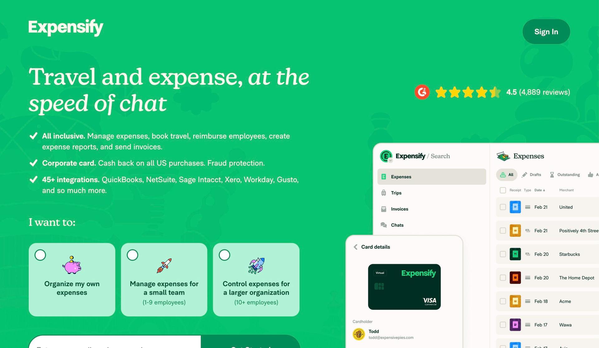 Expensify-homepage design examples