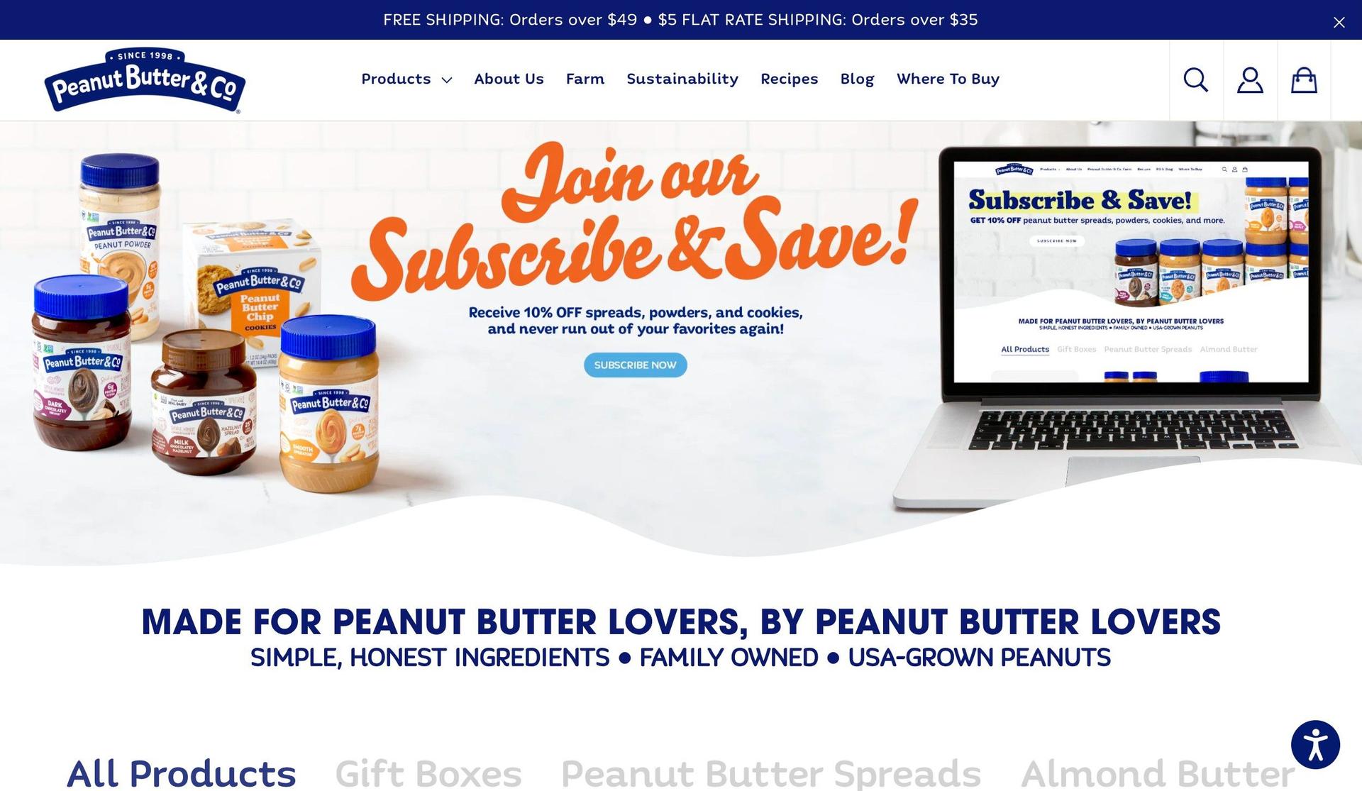 Peanut Butter & Co.-examples of accessible websites