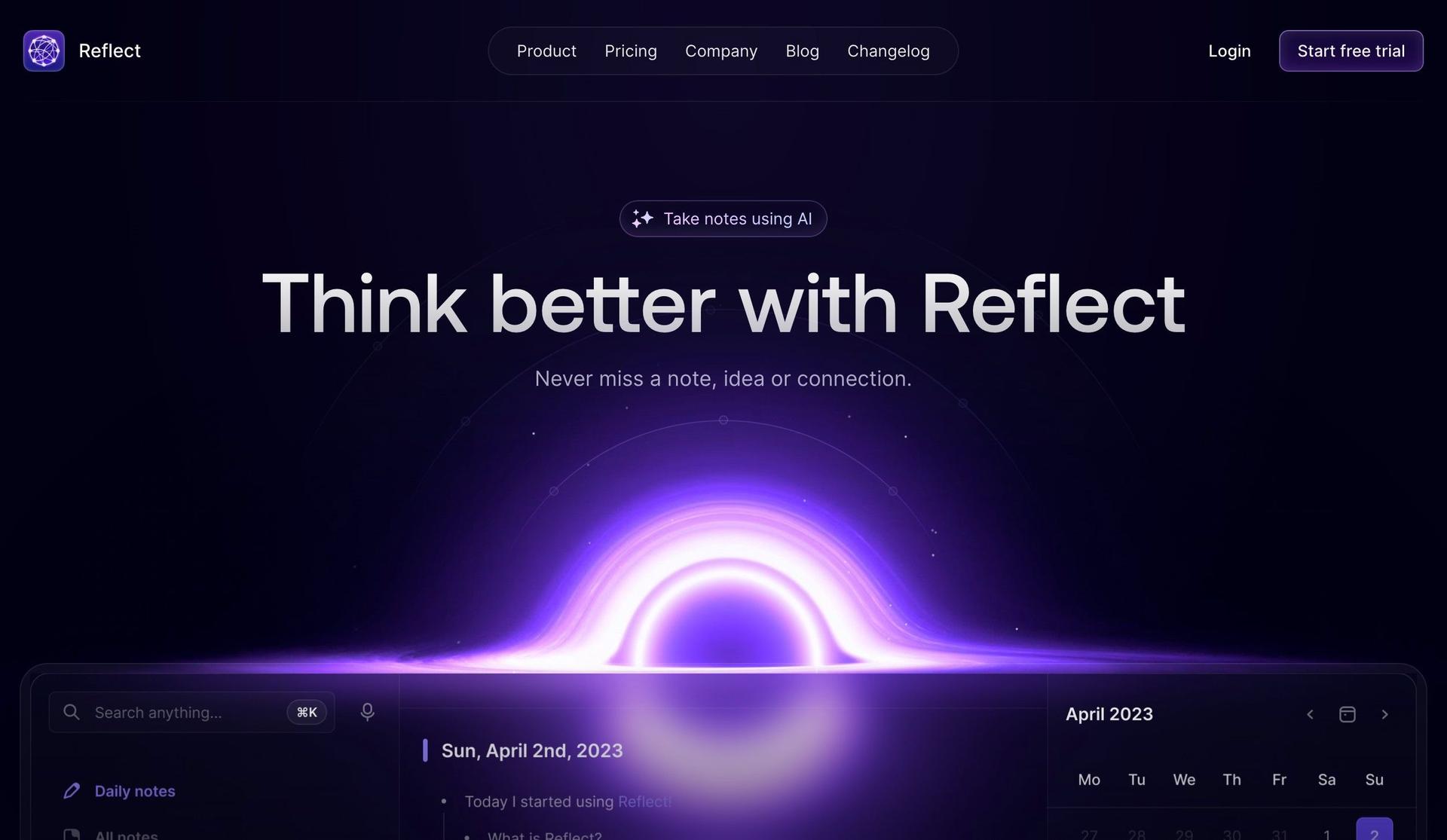 Reflect-examples of glassmorphism websites