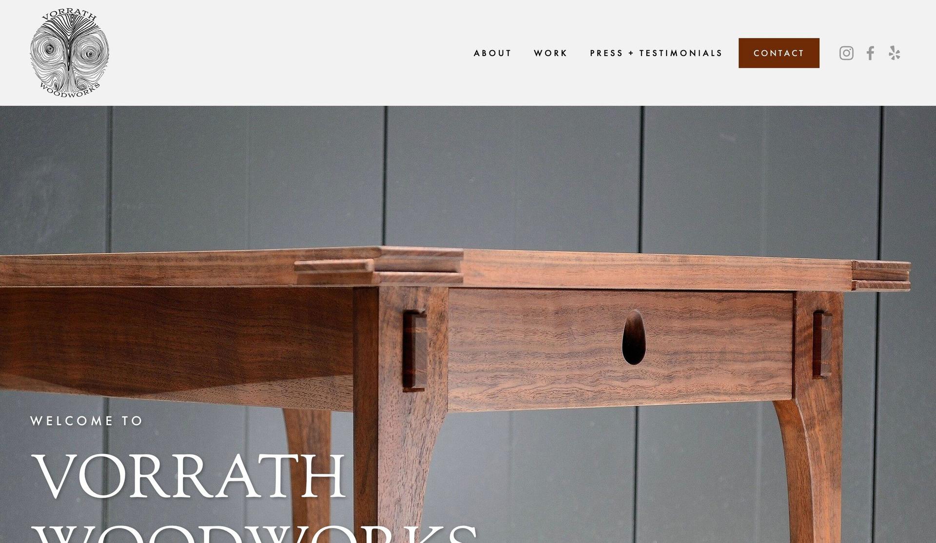 Vorrath Woodworks-elegant website design examples