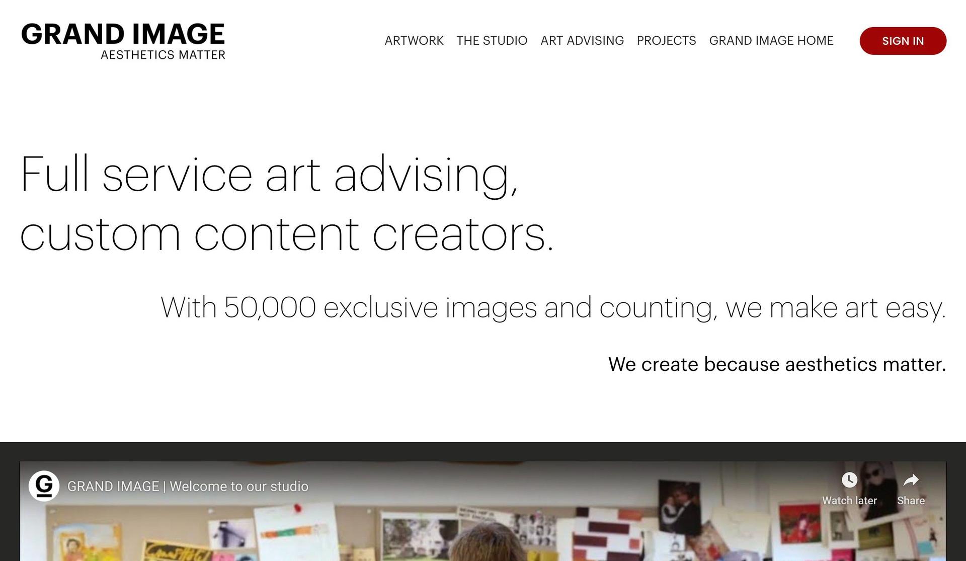 Grand Image-art gallery website examples