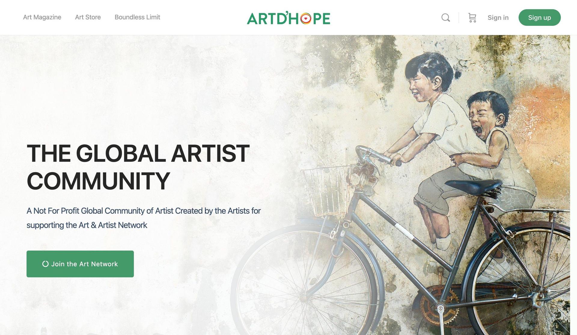 Artdhope-art gallery website examples