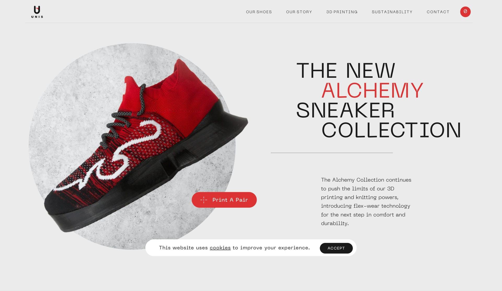 Unis Footwear-parallax scrolling websites