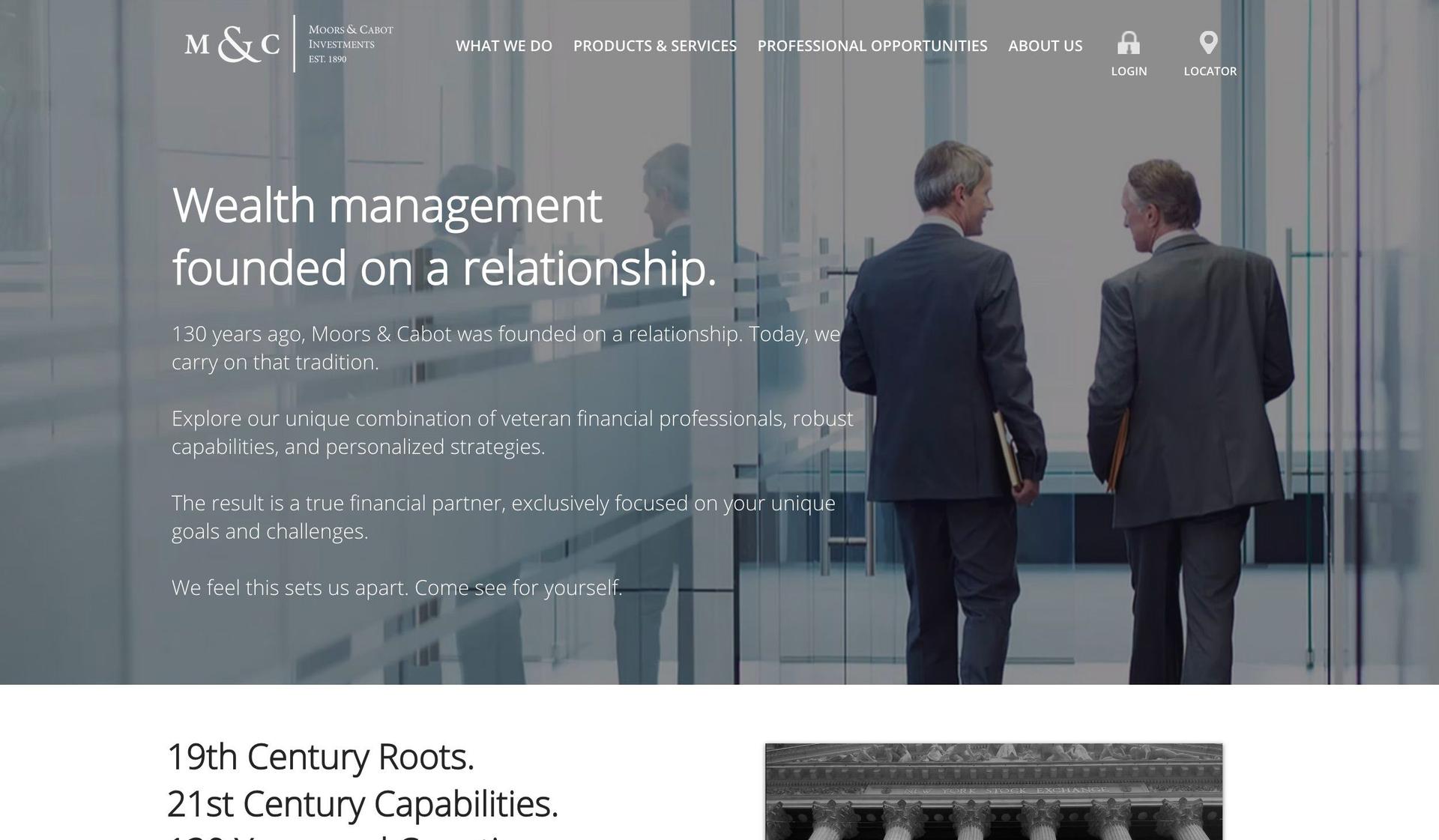 Moors & Cabot-financial services website designs