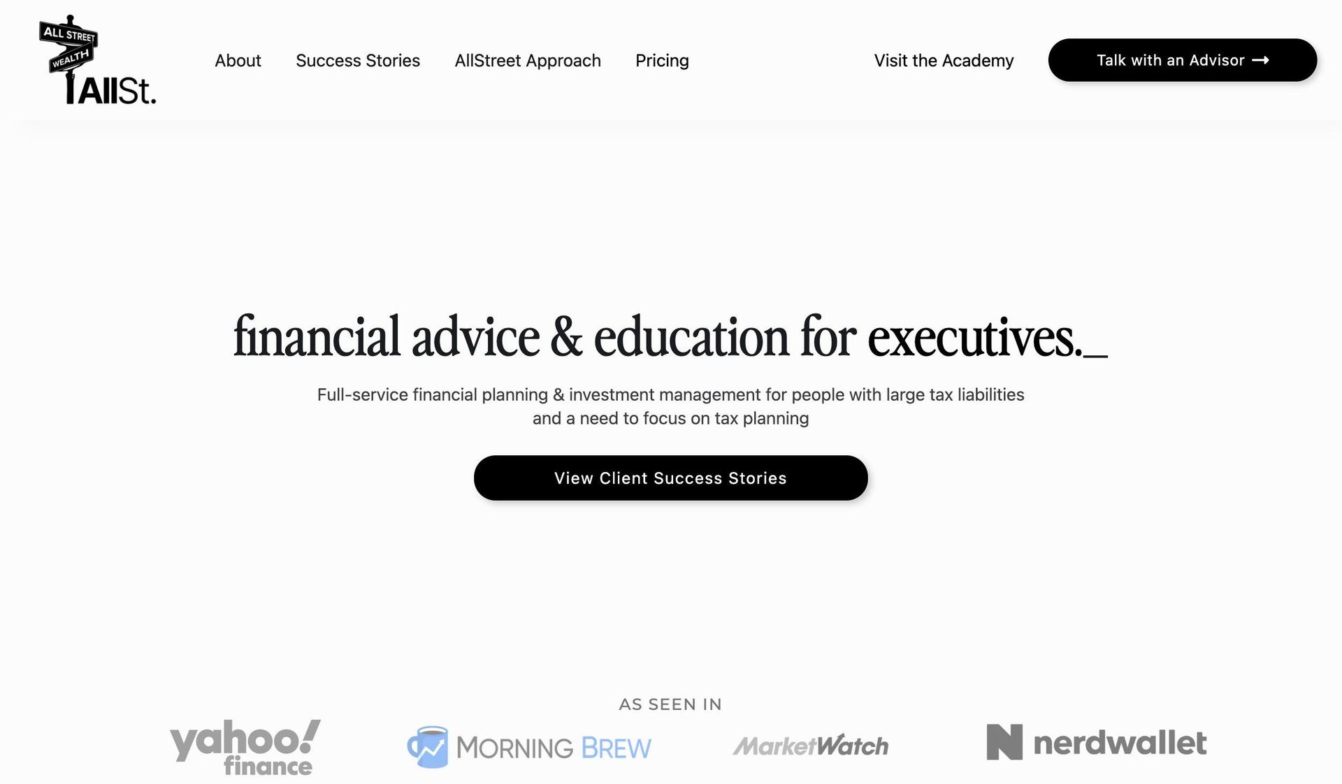 AllStreet Wealth-financial services website designs