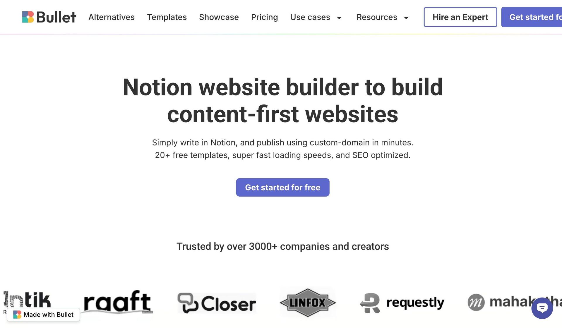 Bullet-examples of notion websites