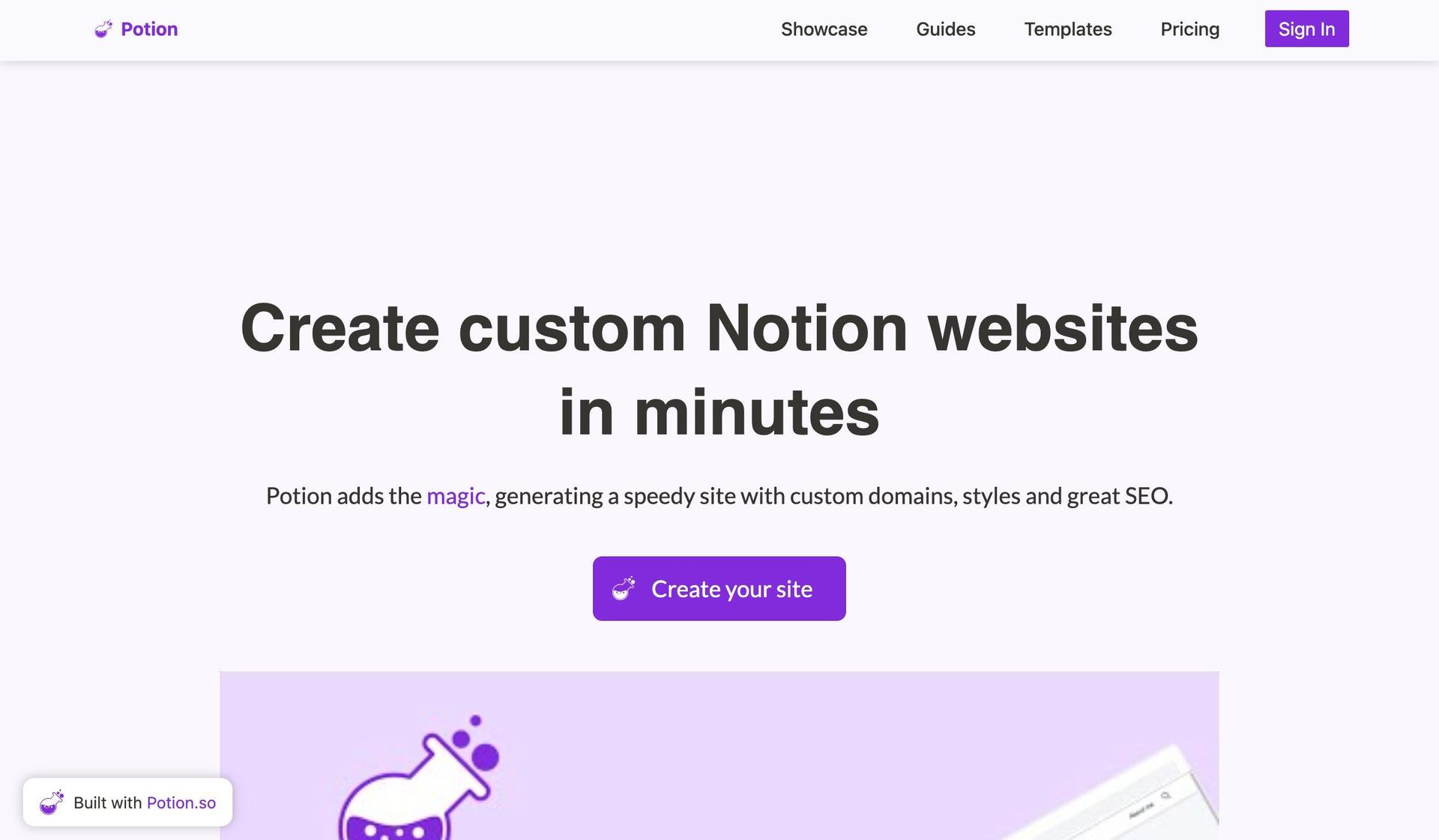 Potion-examples of notion websites