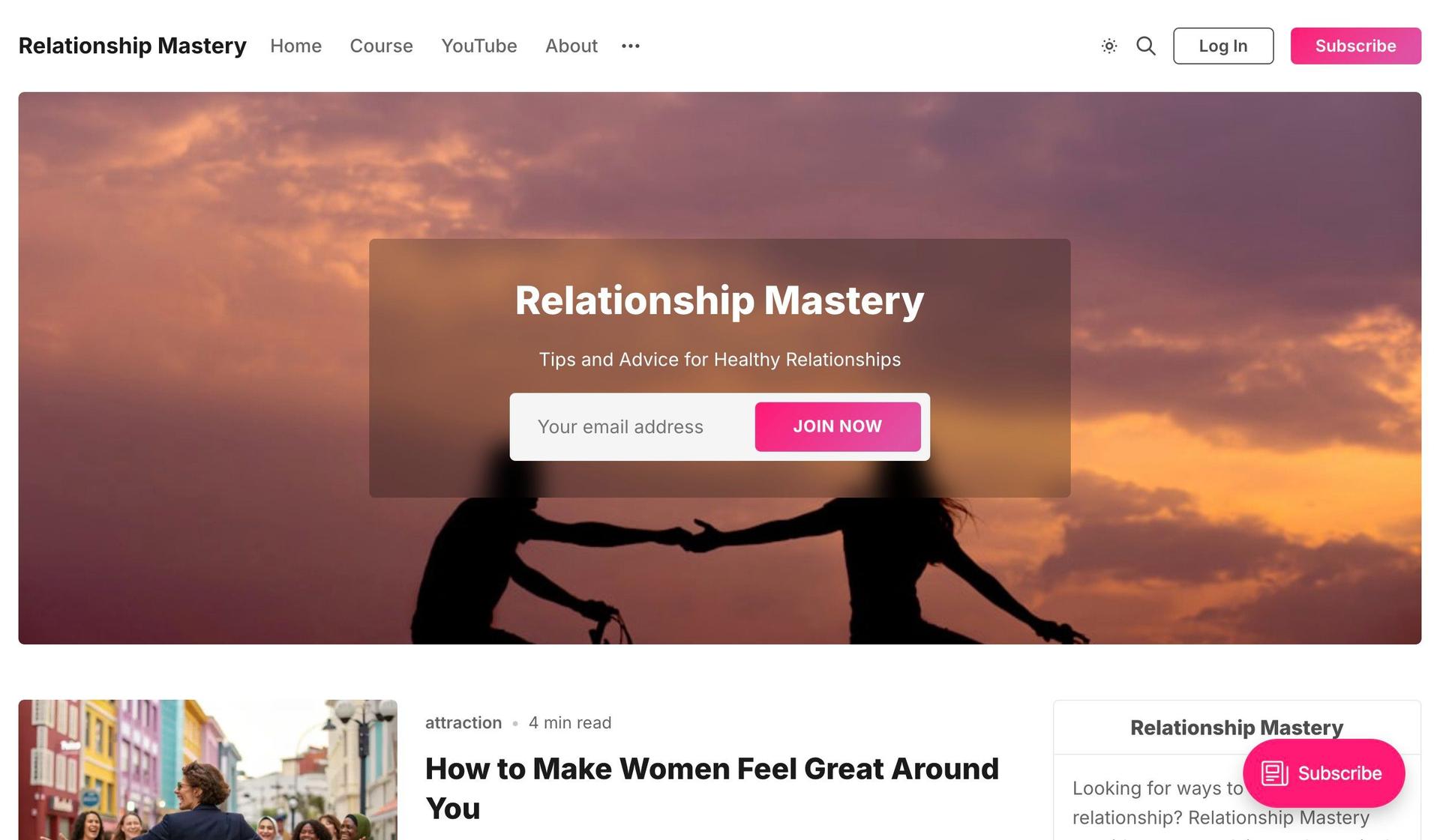 Relationship Mastery-examples of notion websites