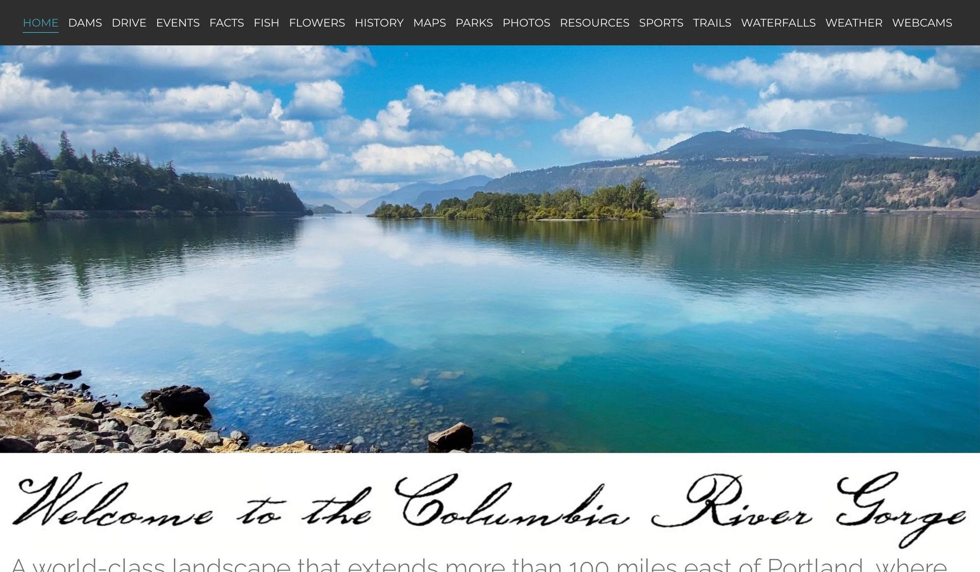 Columbia River Gorge-hostinger website examples