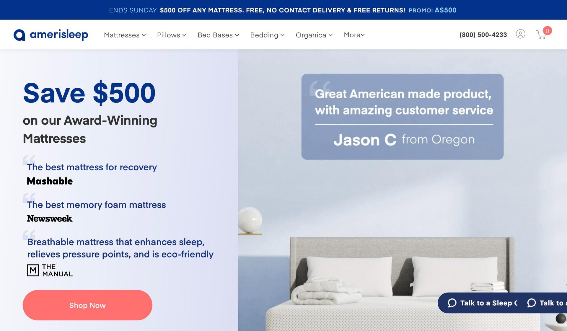 Amerisleep-examples of bigcommerce stores