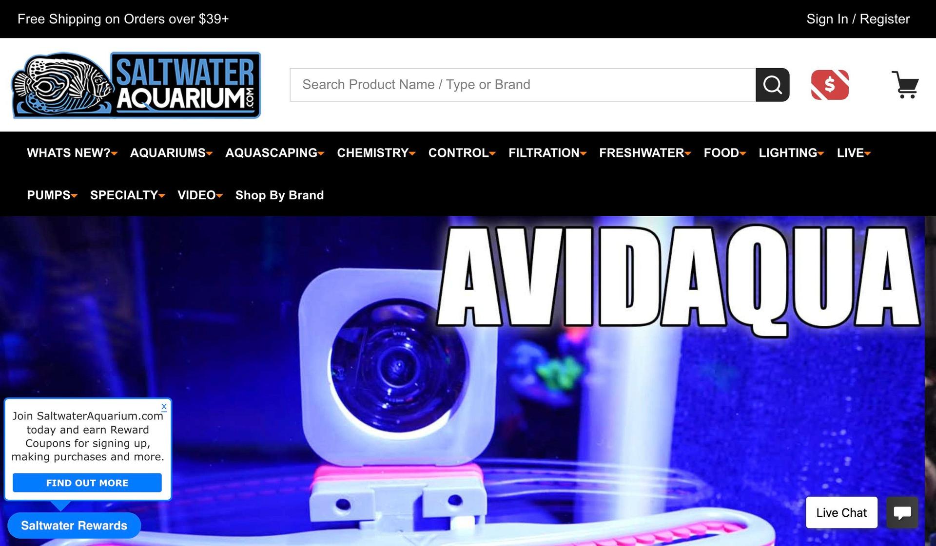 Saltwater Aquarium-examples of bigcommerce stores