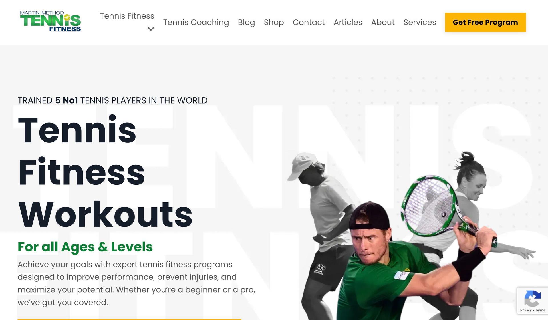 Tennis Fitness-kajabi website examples