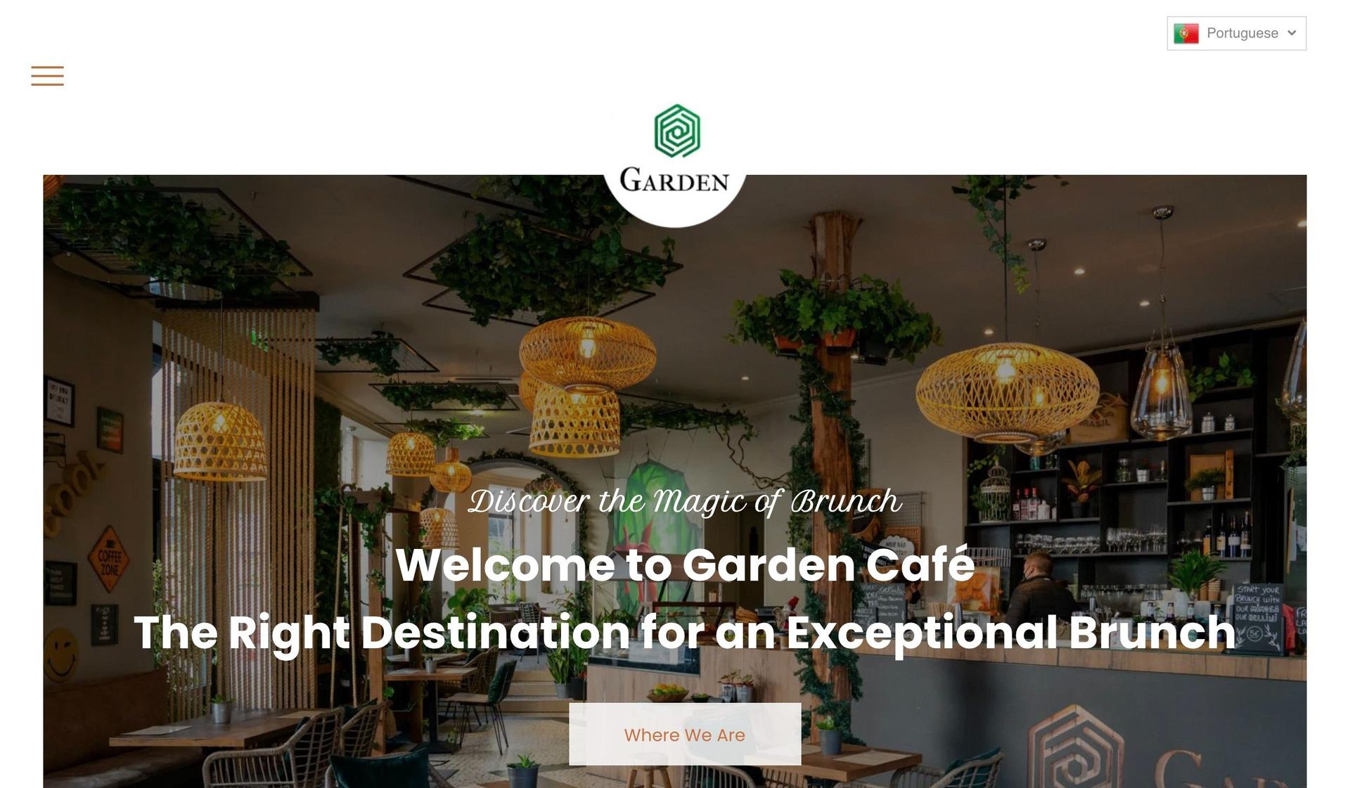 Garden Cafe-duda website examples