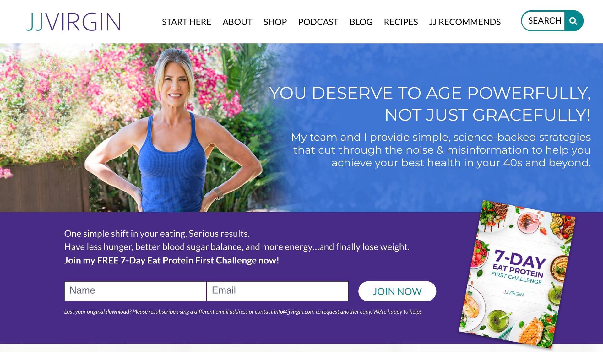 JJ Virgin-clickfunnels website examples