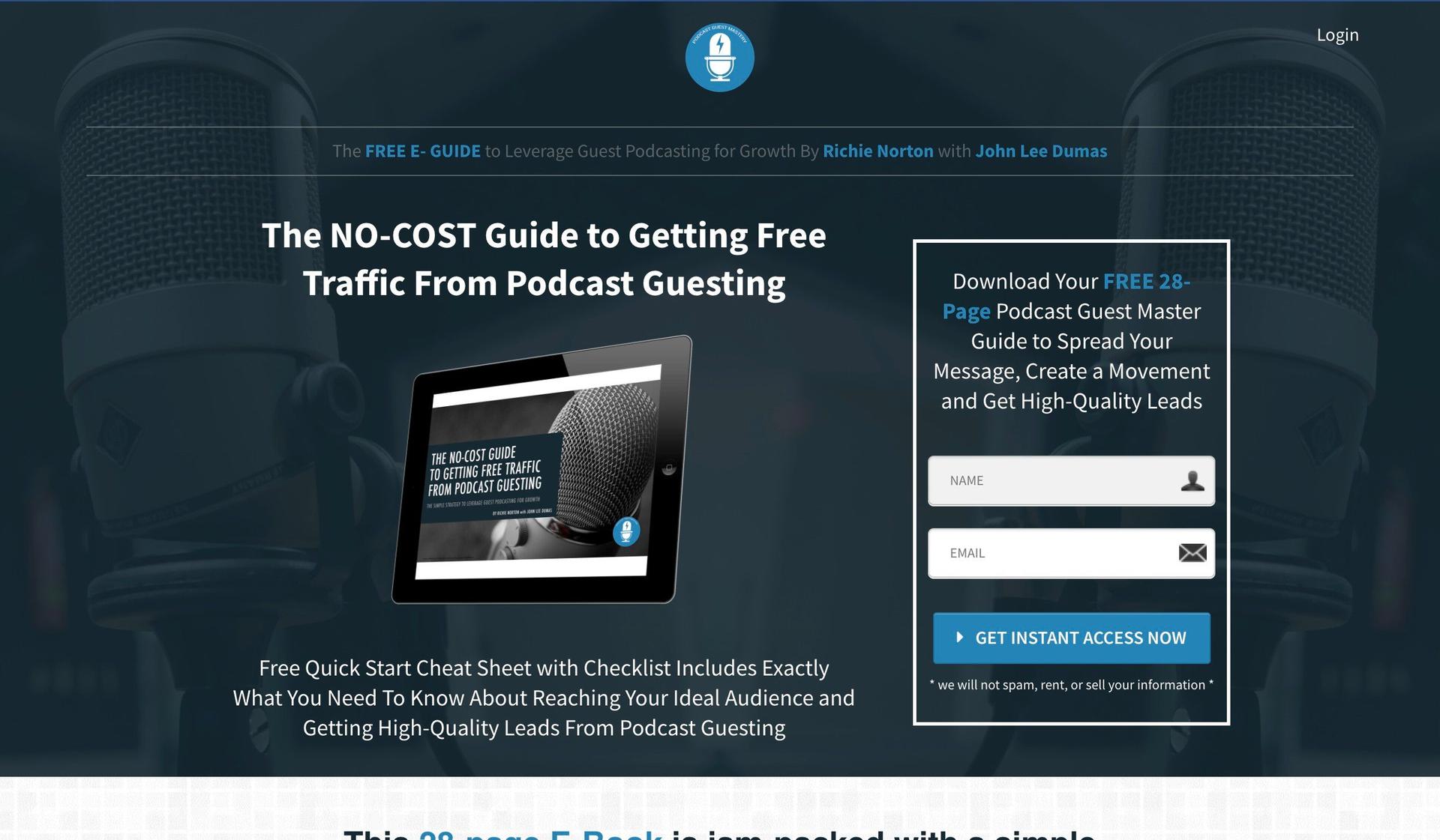 Podcast Guest Mastery-clickfunnels website examples