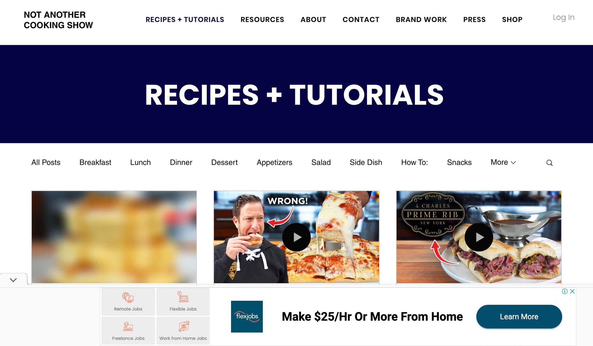 Not Another Cooking Show-wix blog examples