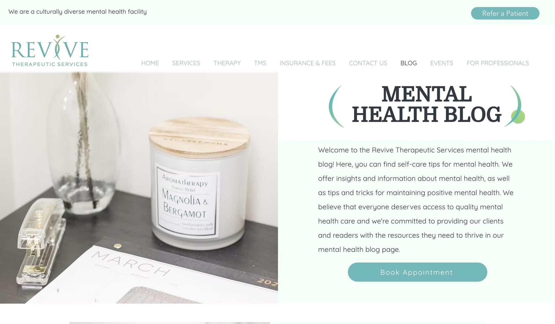 Revive Therapeutic Services-wix blog examples