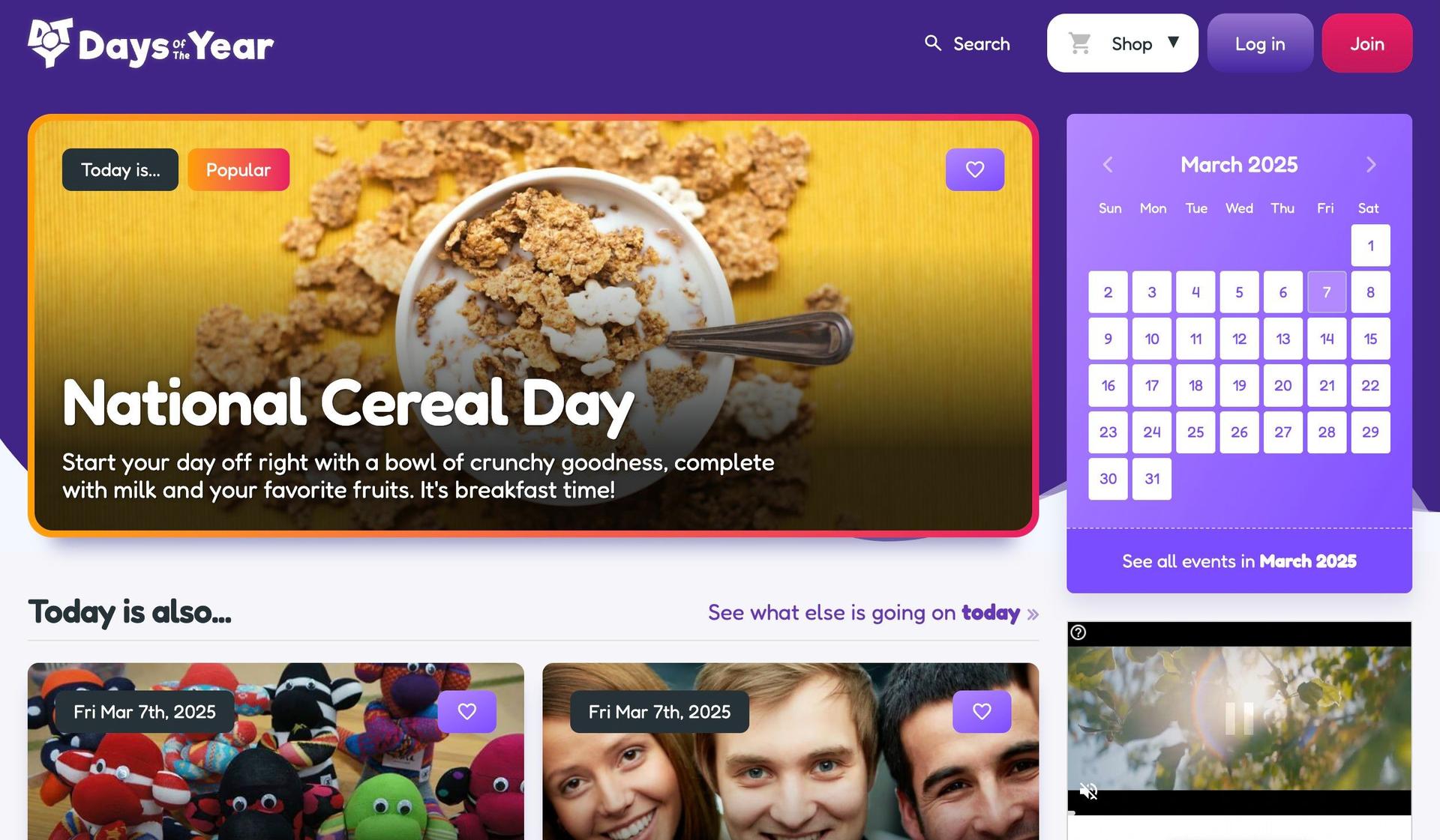 Days of the Year-+wordpress website examples+