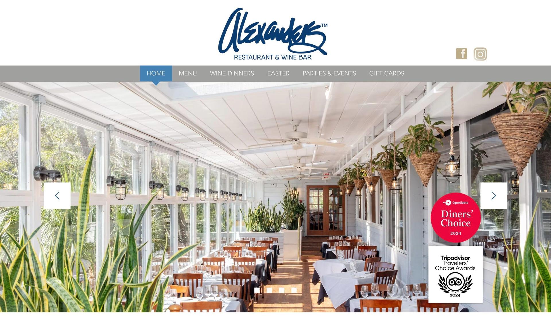 Alexanders Restaurant-wine bar websites
