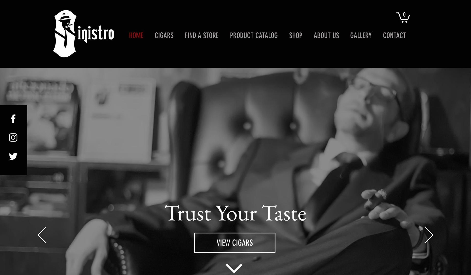 Sinistro Cigars-+smoke shop website examples+