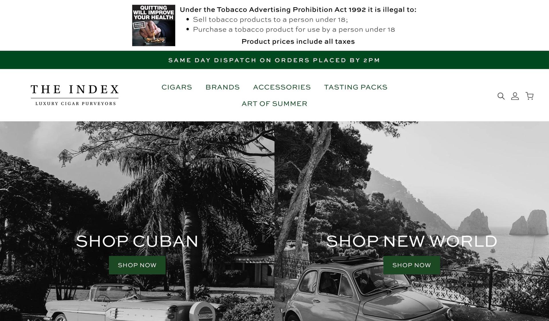 The Index Cigars-+smoke shop website examples+