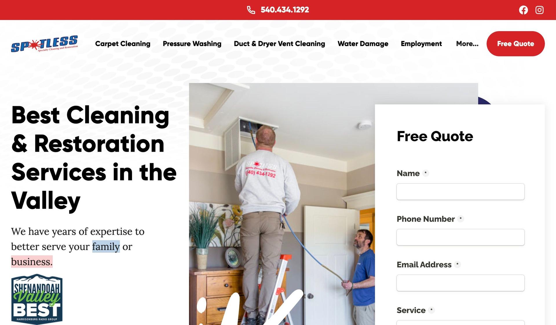 Spotless VA-carpet cleaning websites
