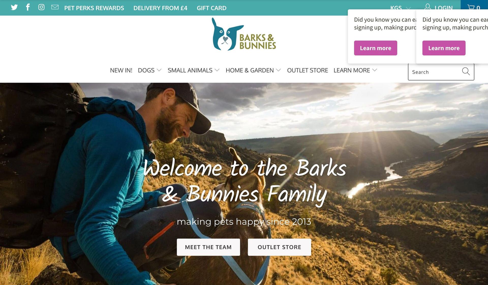 Barks and Bunnies-pet shop ecommerce websites
